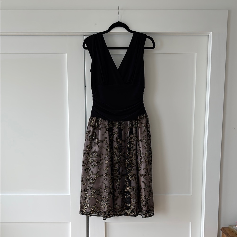 Elegant Black and Gold Evening Dress